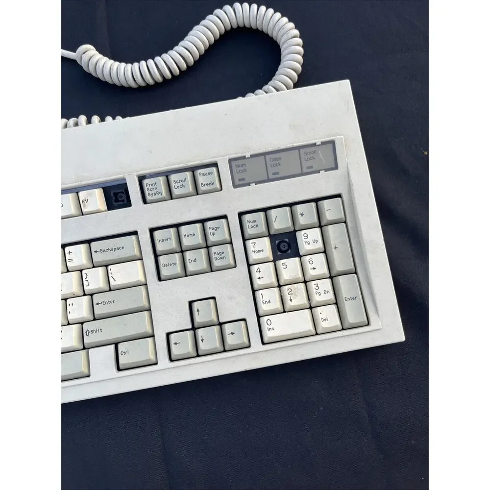 Vintage 83A3SE Keyboard Made In USA Mechanical Computer Keyboard Coiled Cable